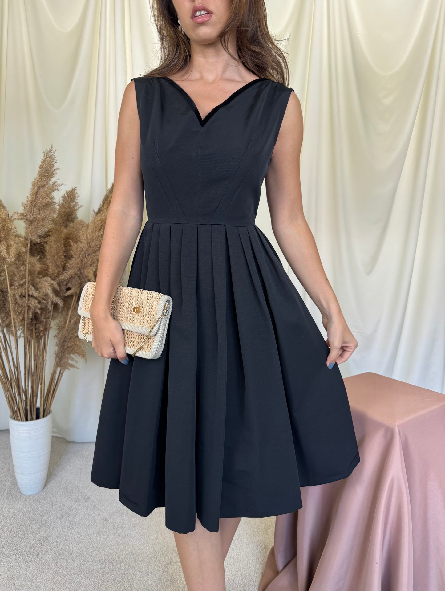 Rochie vintage spectaculoasă custom made, de ocazie cu detalii din catifea de bumbac, produs unicat ( mărimea S)