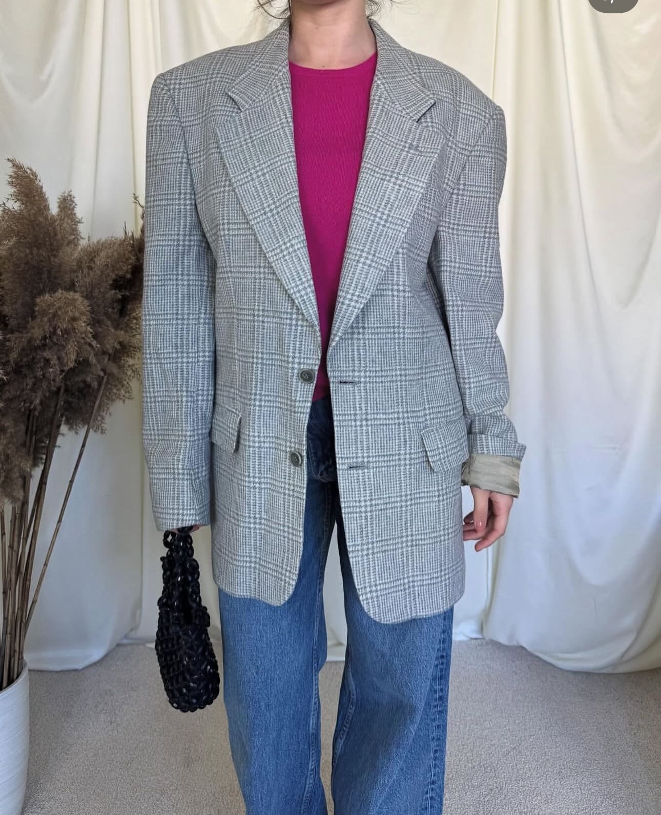 Sacou vintage din lână print superb( mărimea L)