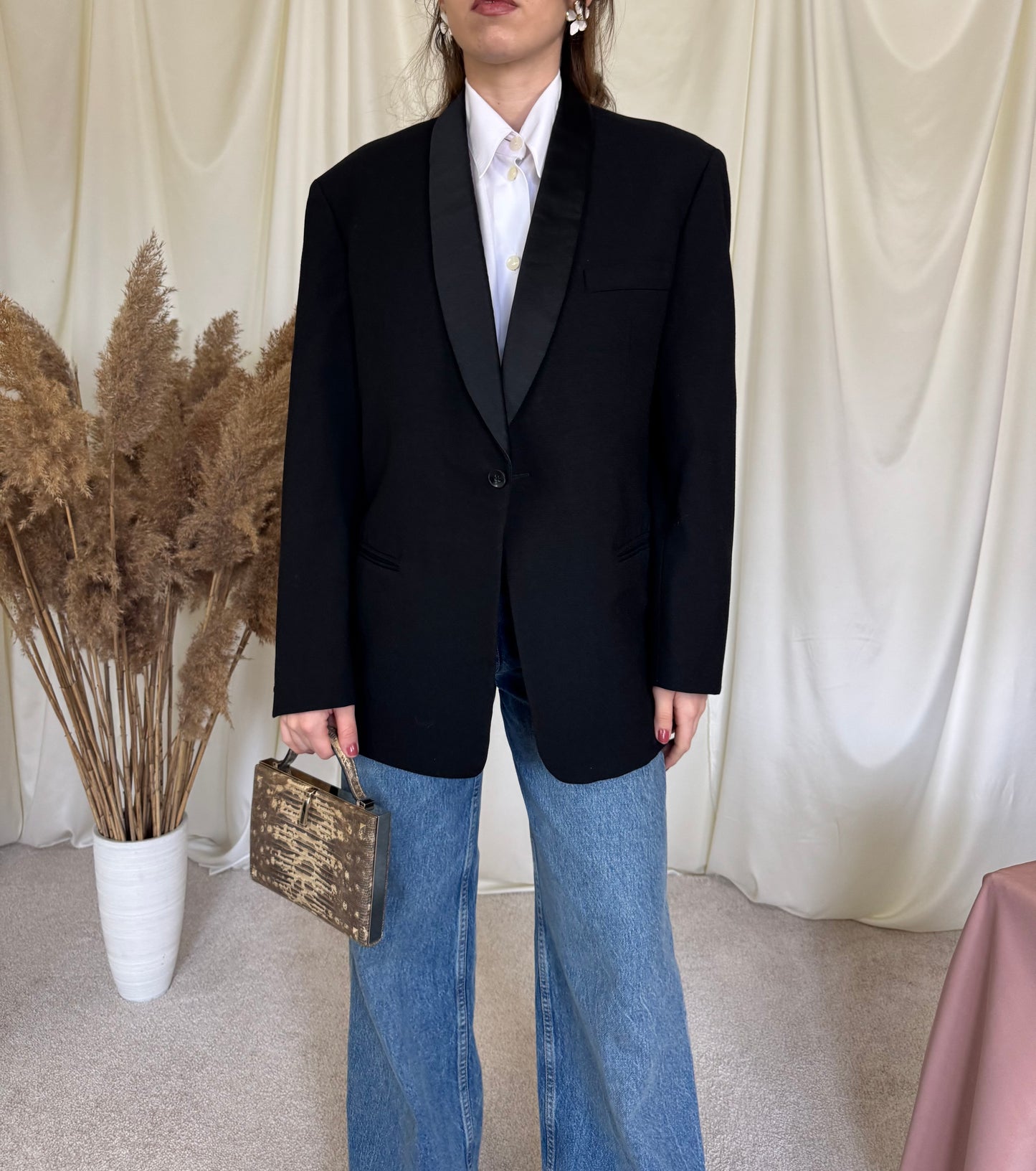 Sacou vintage din stofă mai groasă- cu structură,  100% lână, (mărimea M/L)