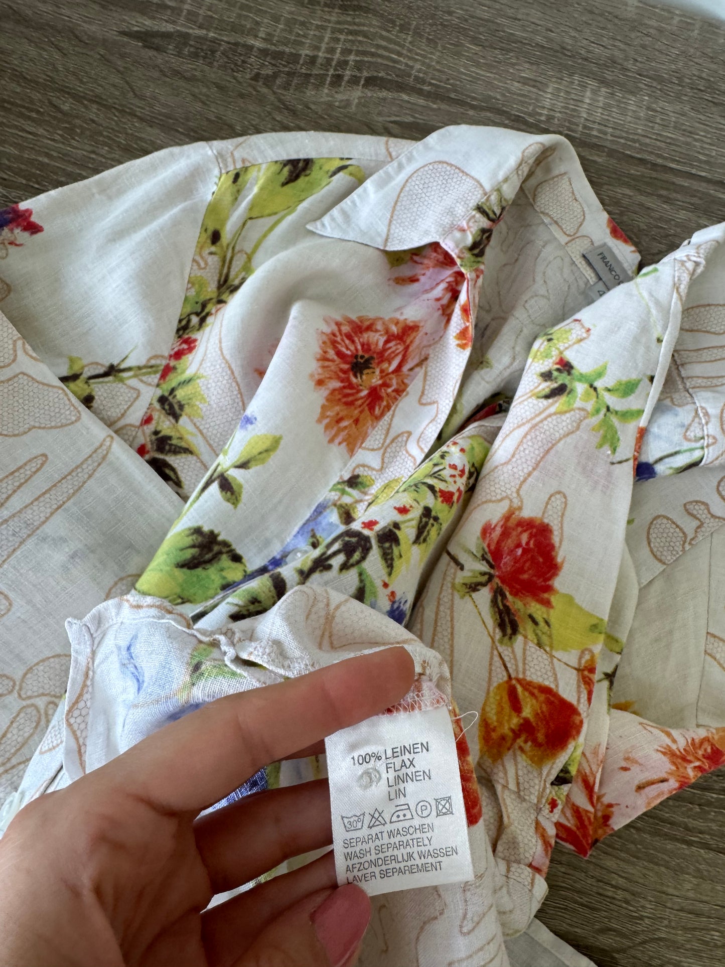 Cămașă de vară cu print floral din 100% mătase naturală ( mărimea M/L)