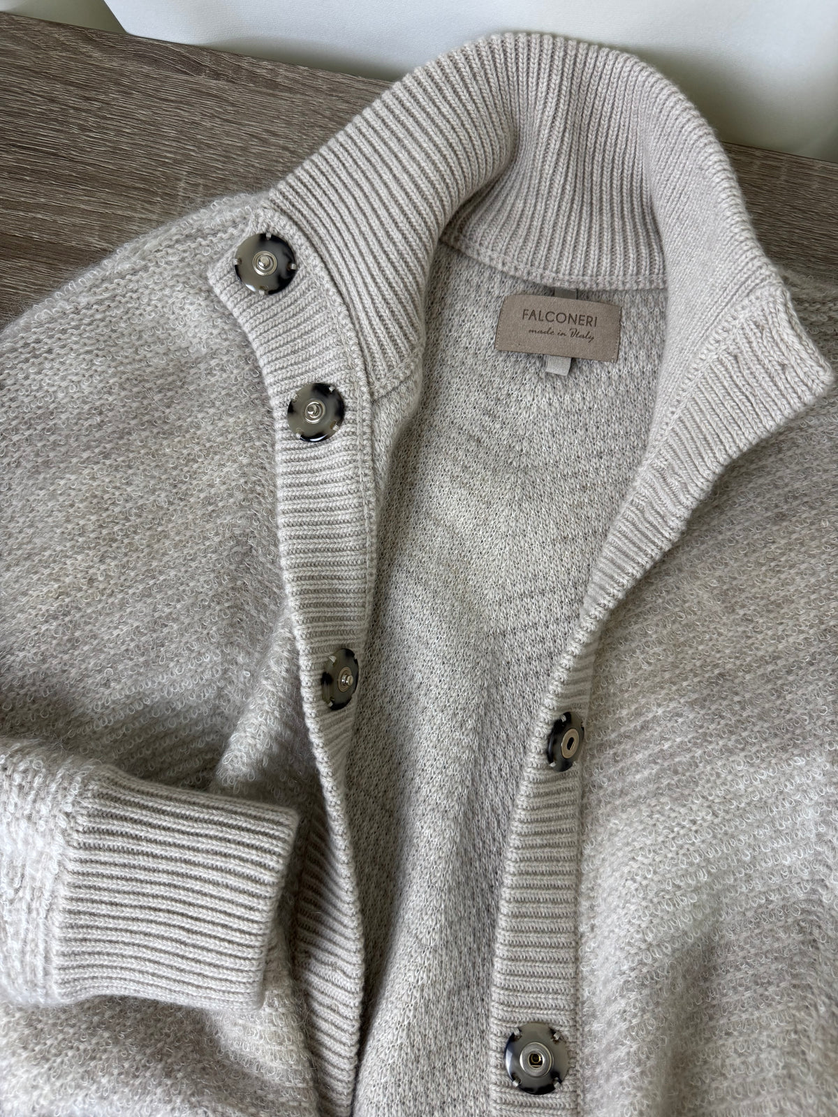 Cardigan premium FALCONERI din lână și mohair, închidere cu capse ( mărimea S/M)
