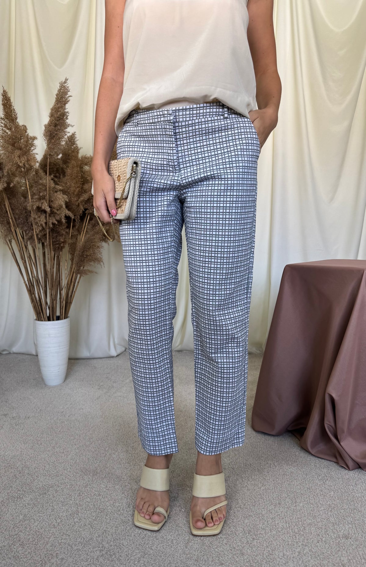 Pantalon Max Mara din bumbac cu print, talie medie( mărimea M/L)