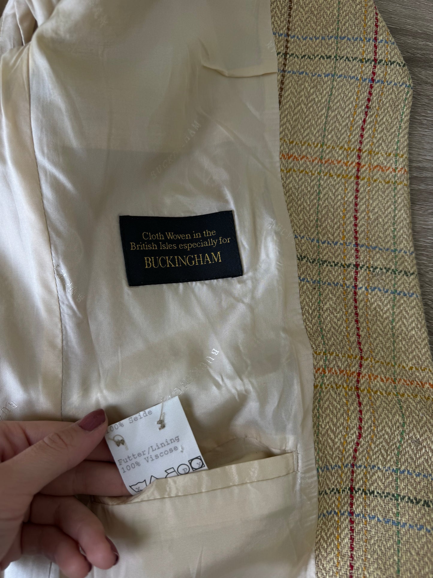 Sacou vintage din stofă premium de mătase naturală ( mărimea S/M)