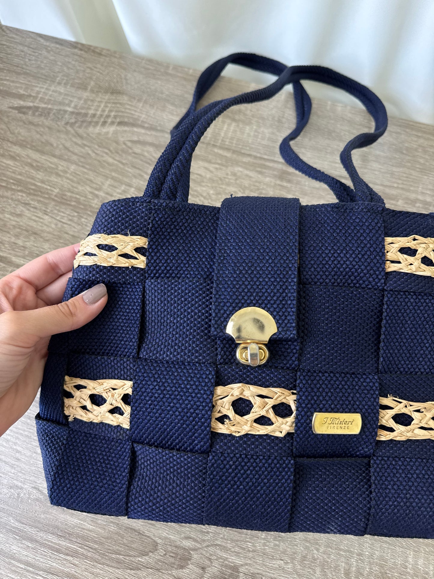Geantă vintage Made in italy bleu 
(Dimensiunile : 31/20cm)