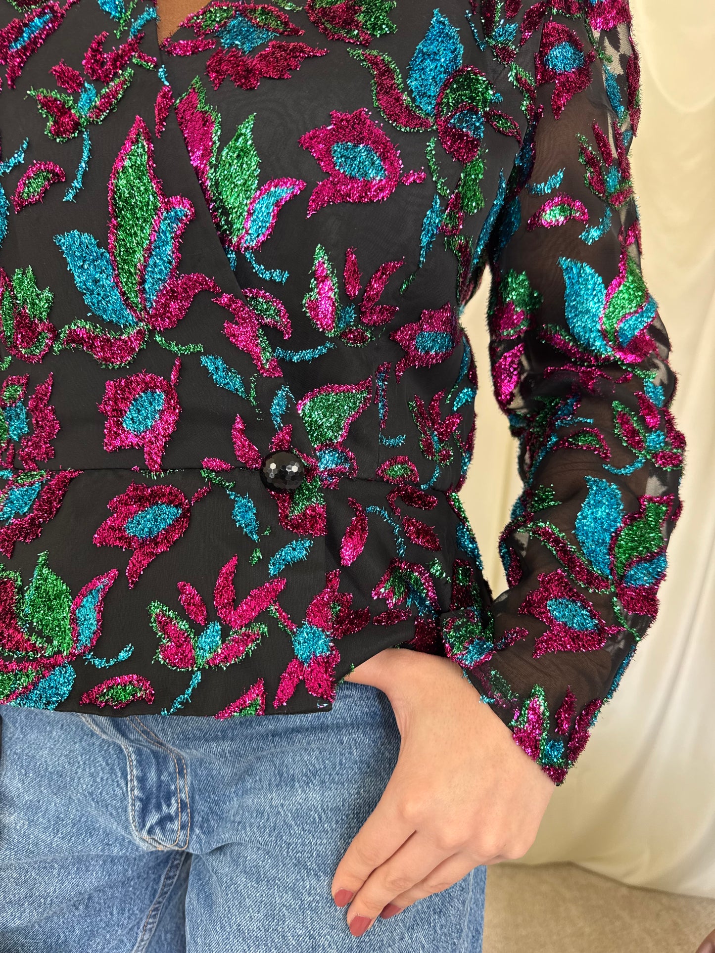 Piesa vintage superbă de ocazie cu print floral 
(Mărimea M/L)