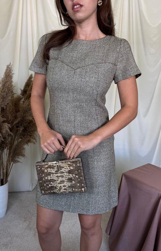Rochie  vintage luxury VALENTINO din lana și vascoza cu talie cambrata, piesa de colecție ( mărimea S)
