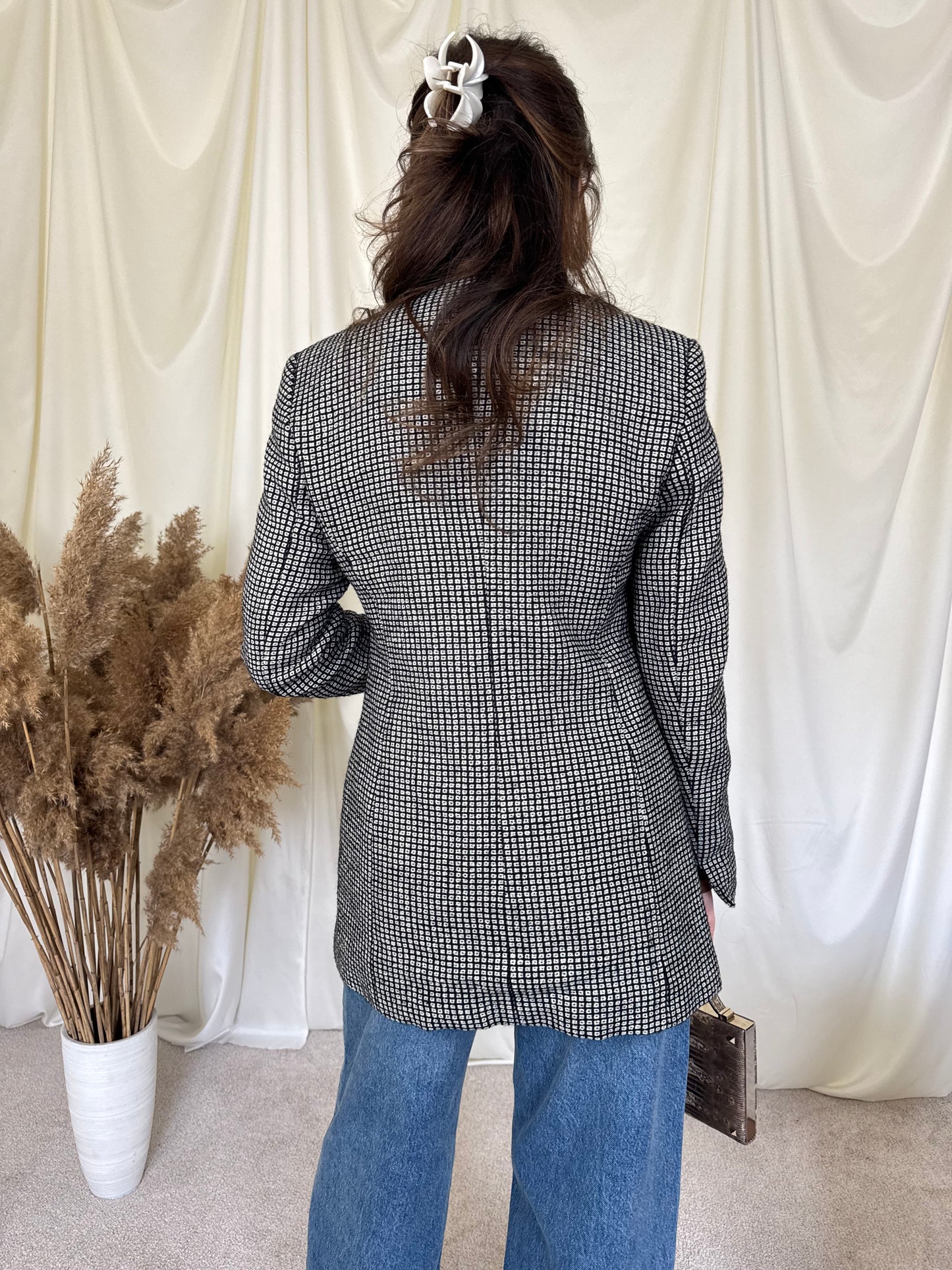Sacou superb de brand Madeleine din stofă cu print 90% lână (Mărimea 36/S)