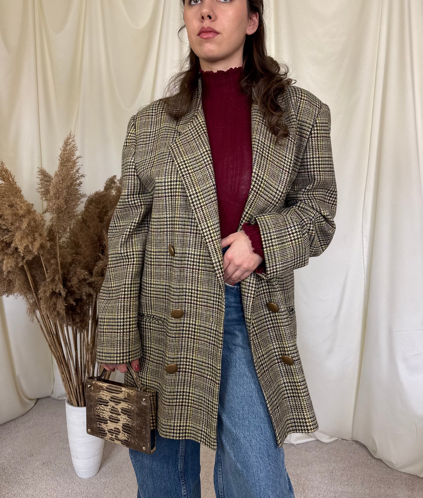 Sacou lung tip palton din stofă moale 100% lână ( XL)