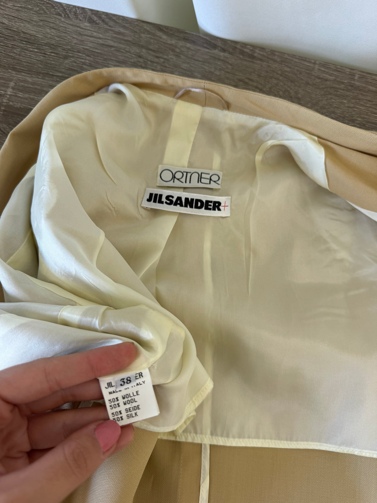 Sacou-jacheta luxury JIL SANDER din stofă premium de mătase și lână, fit lejer ( mărimea M-M/L)