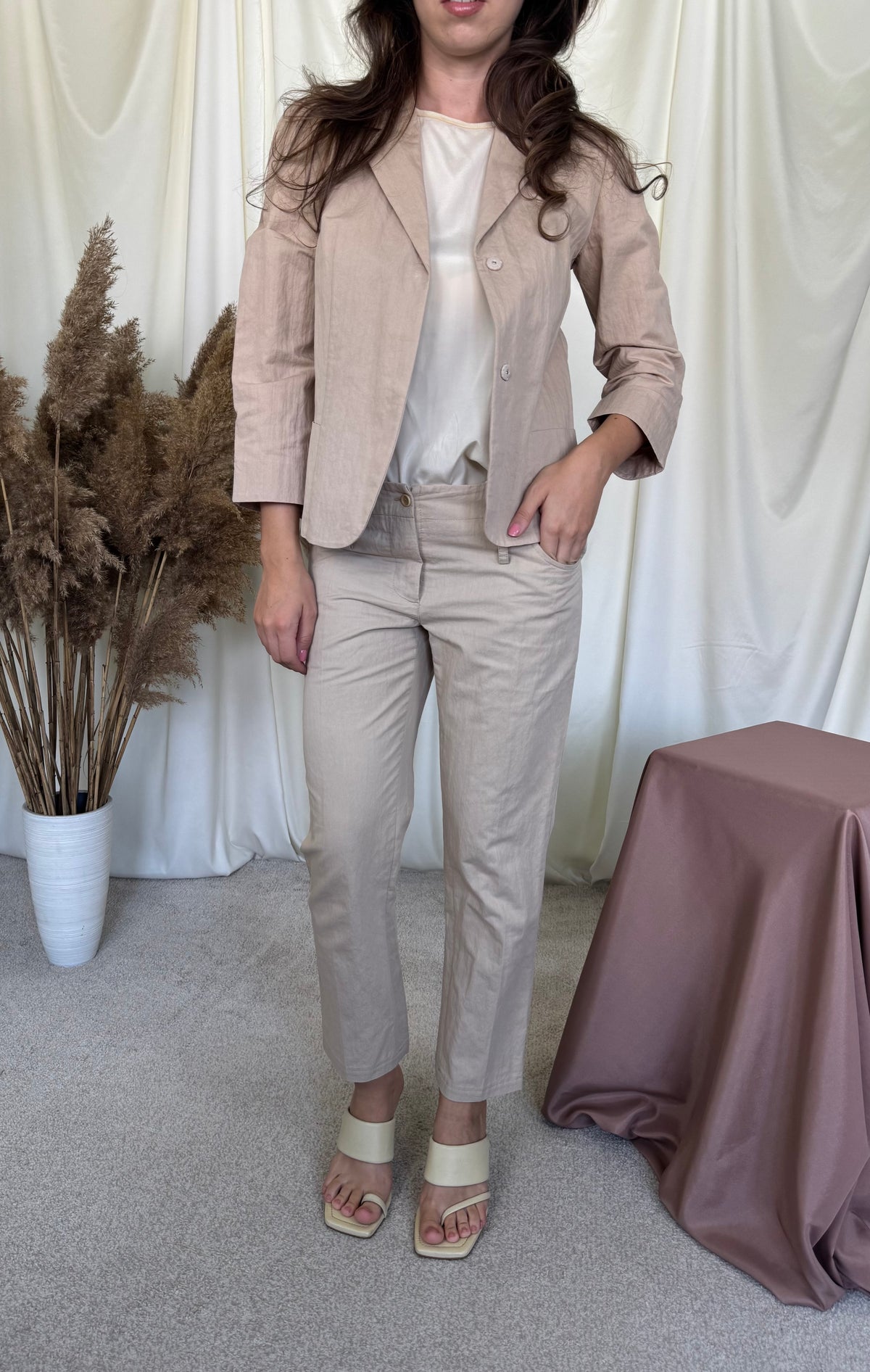 Costum luxury MARNI din bumbac cu sacou tip jachetă  ( mărimea S)