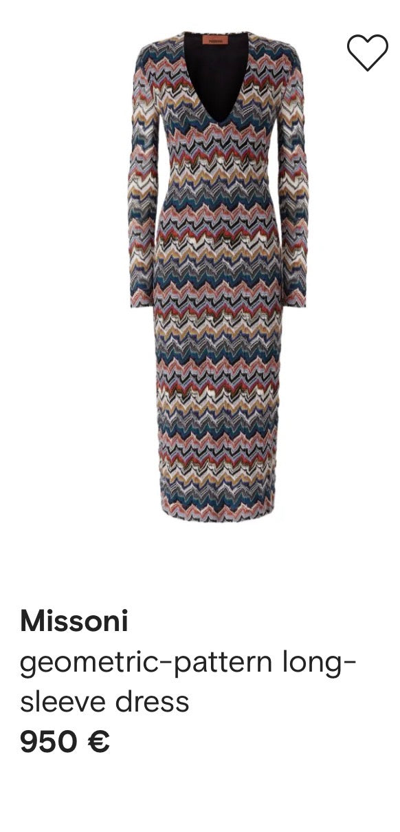Rochie luxury MISSONI cu talie marcată și furou 
(Mărimea S)