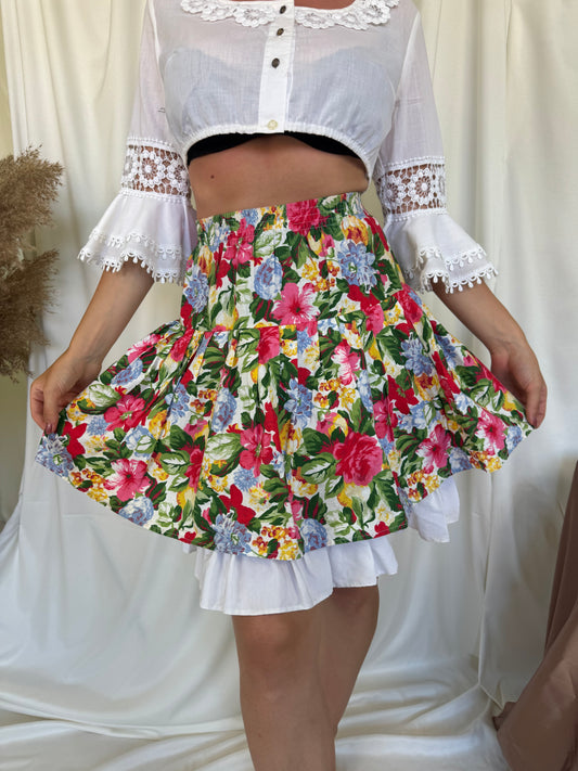 Fusta vintage din bumbac cu talie elastica.( XS-M)