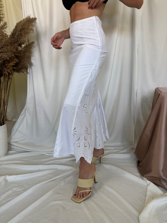 Fusta vintage din bumbac cu broderie ( S-M )